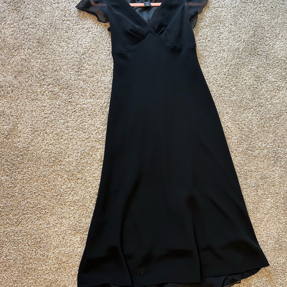 Vintage Silk flutter sleeve black gown - Picture 11 of 13